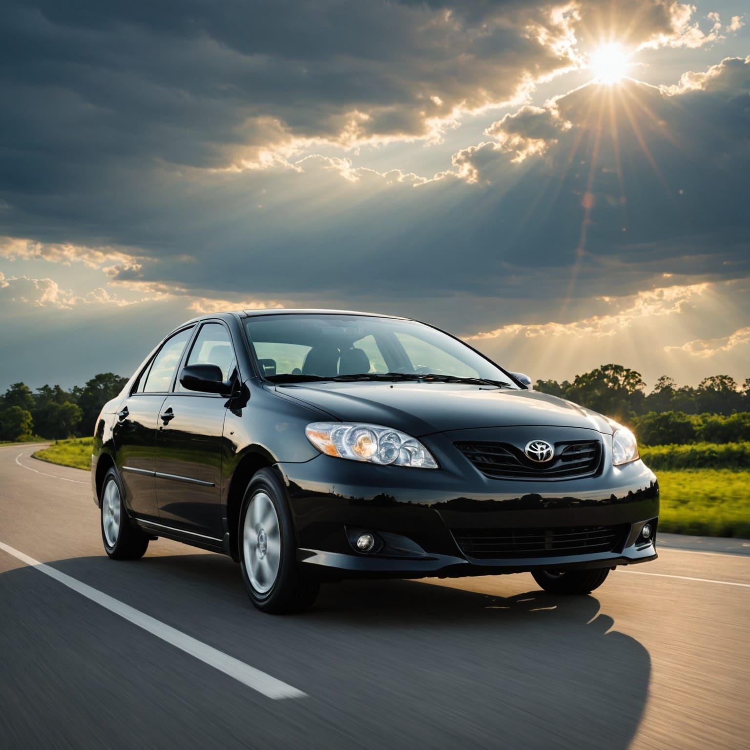 Surreal Toyota Corolla in Soft Focus, Surrounded by Heavenly...