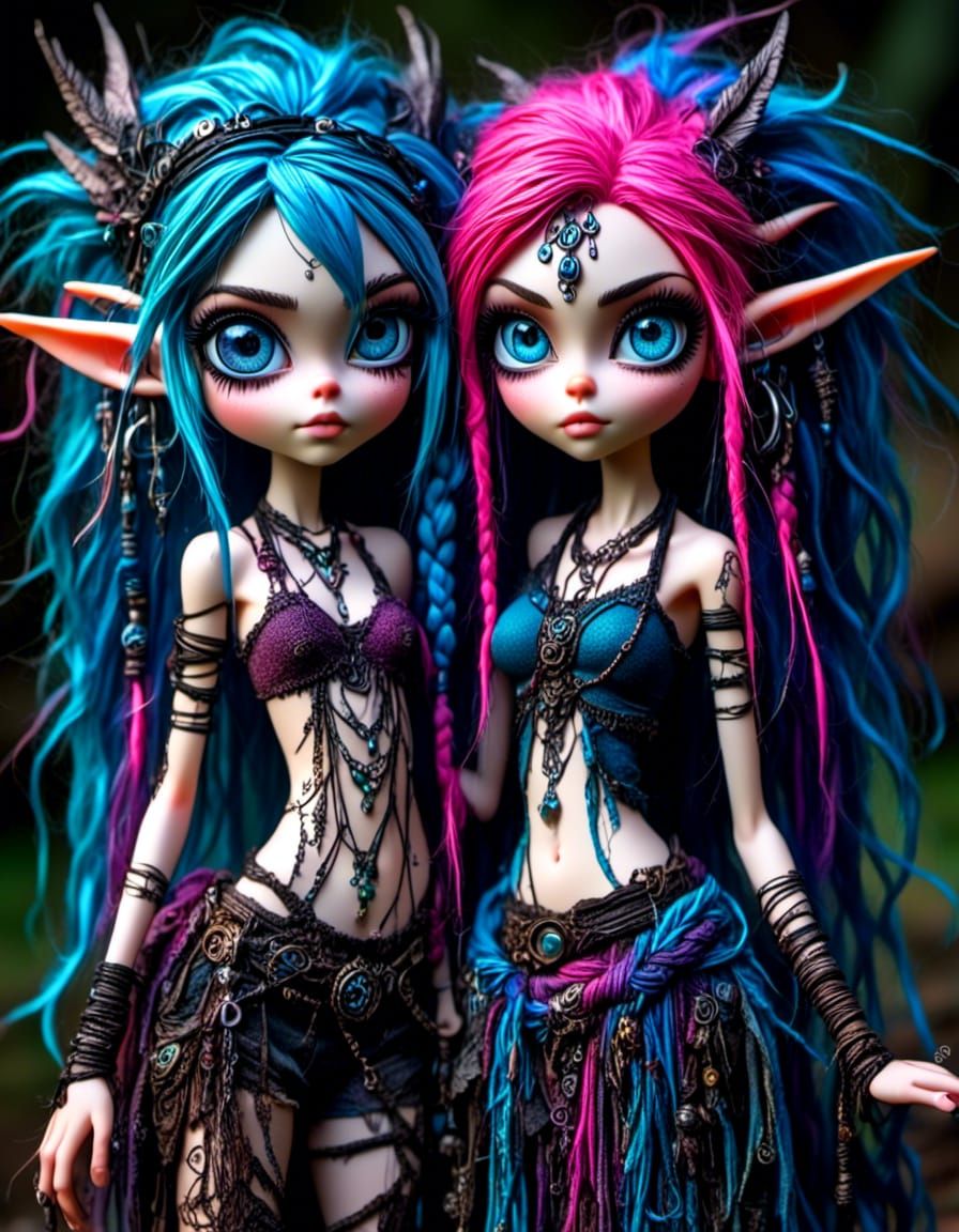 Elven Twins in Punky Boho Style