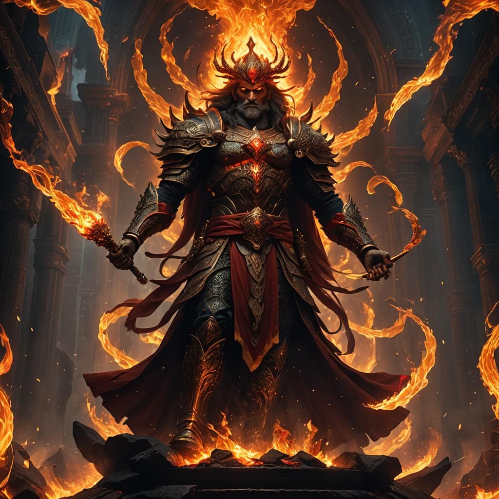 Agni: God of Fire in Dark Fantasy Art