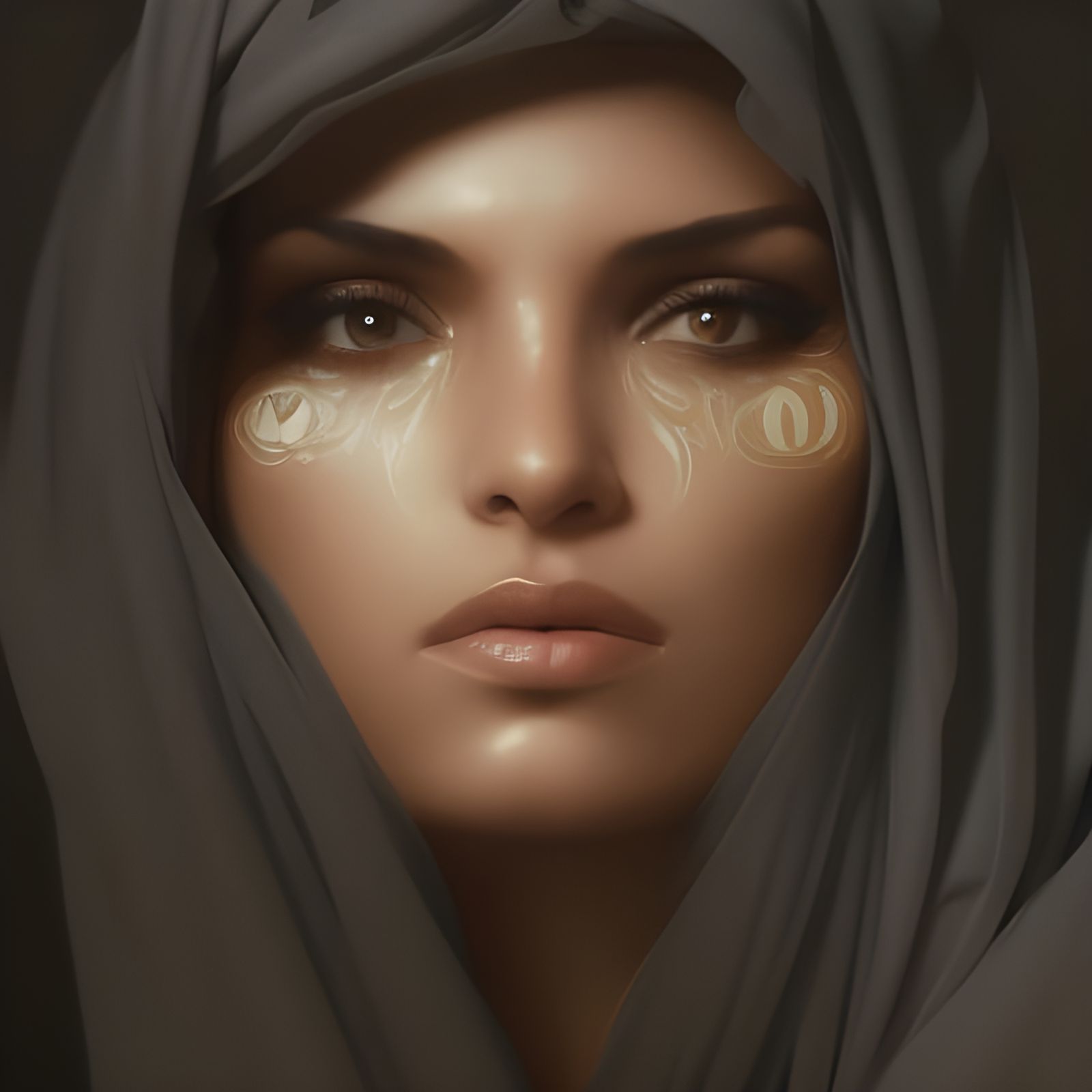 Detailed Portrait of Arabian Woman in Art Nouveau Style