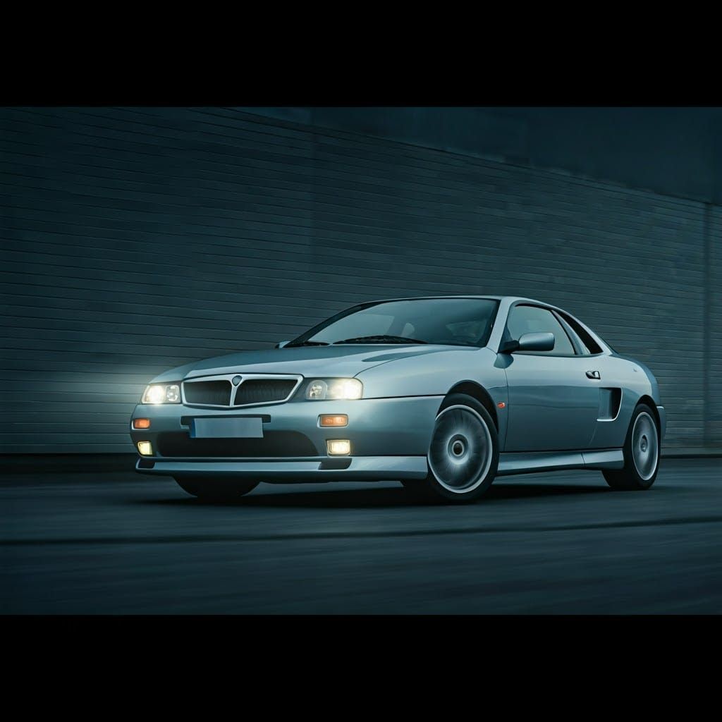Vintage 1997 Lancia Kappa Coupé in Cinematic Film Still