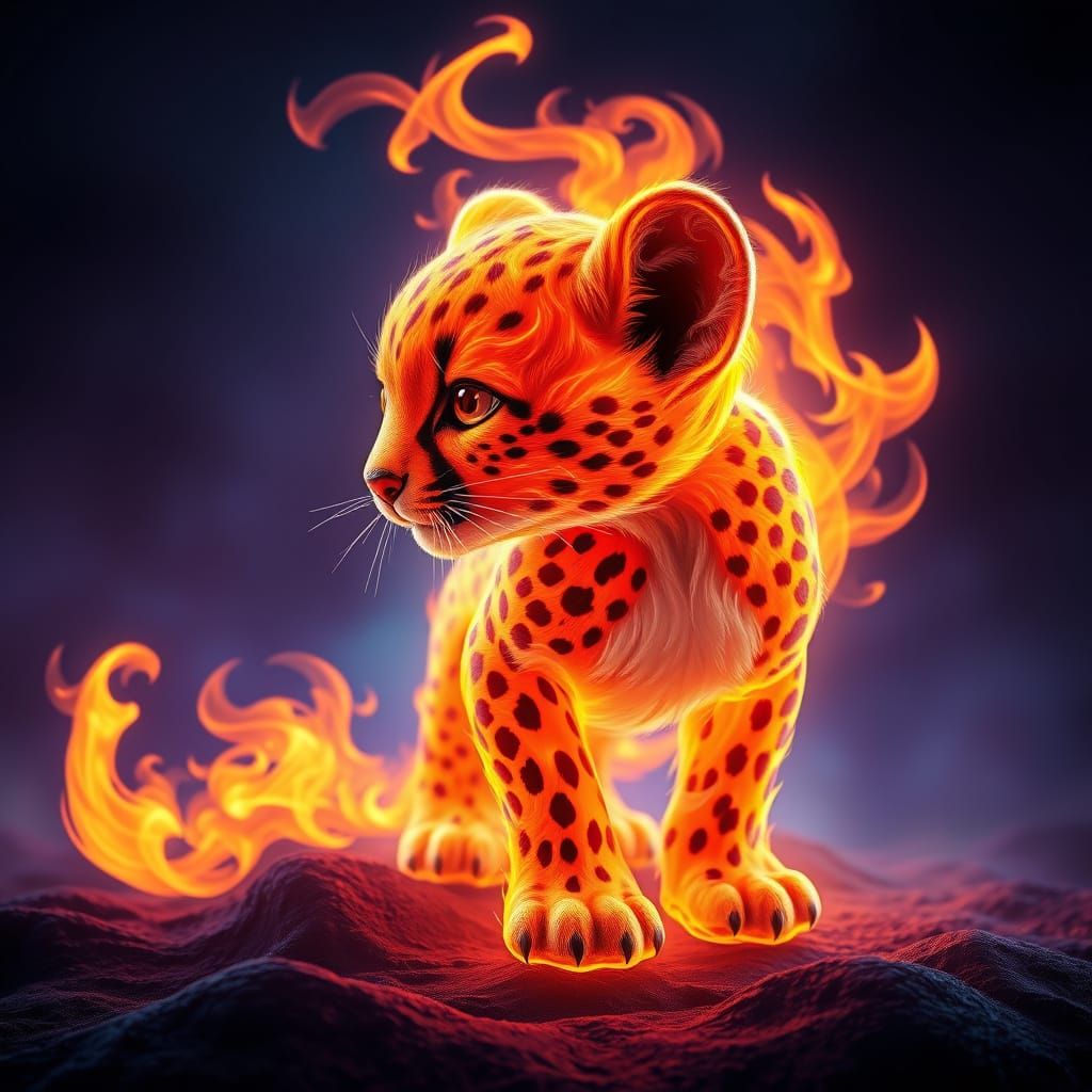 Mystical Cheetah Born from Blazing Inferno