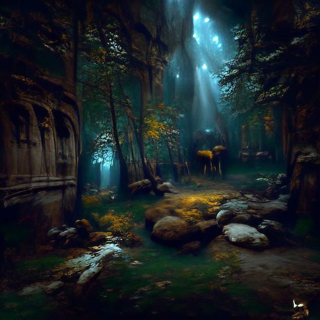 Ethereal Forest Landscape in Matte Painting Style