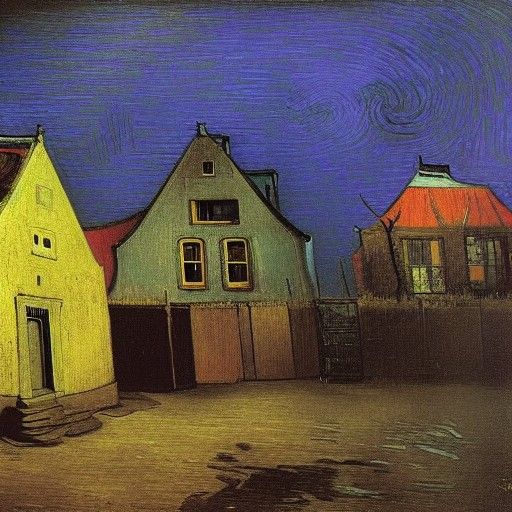 Rainbow House in Classic Painting Styles