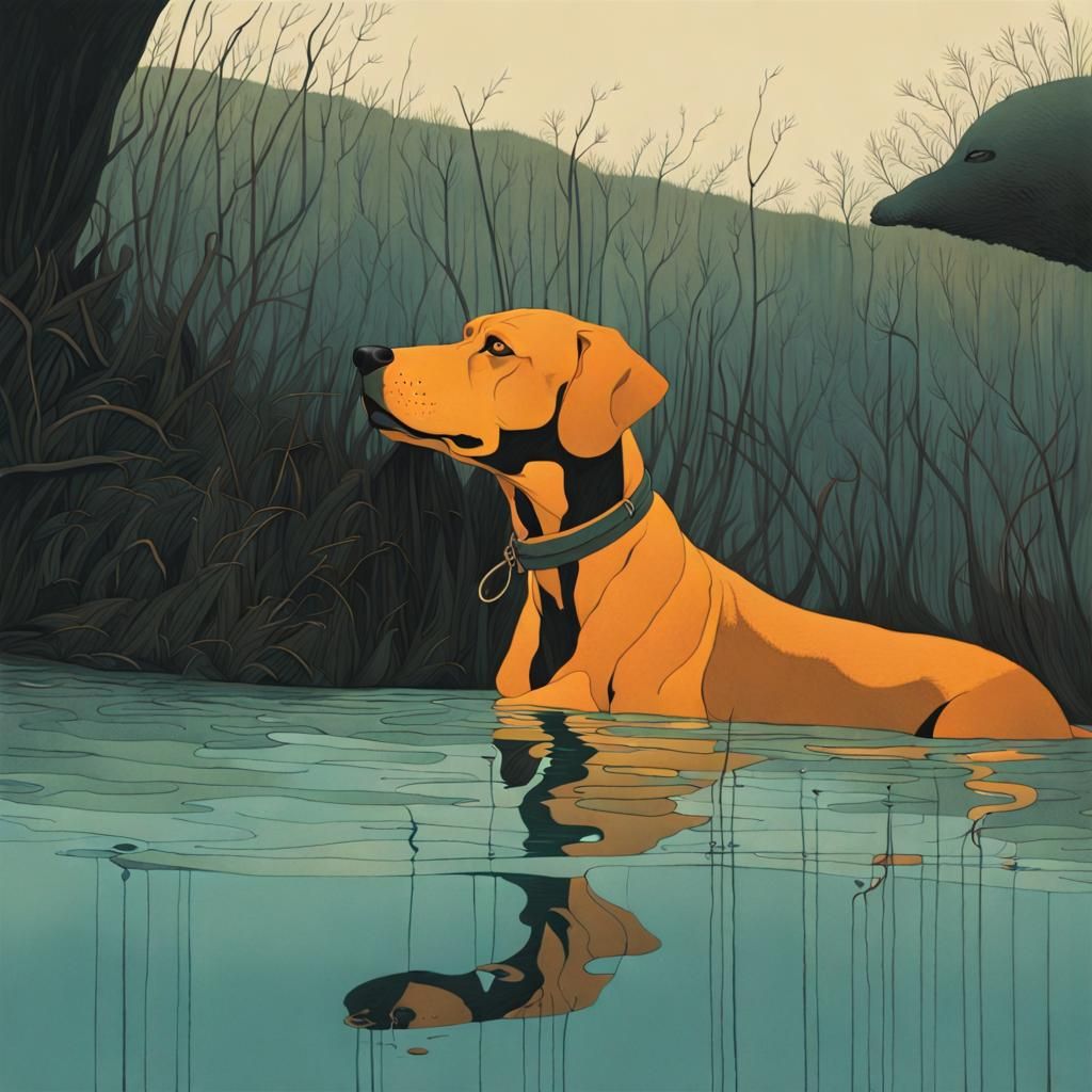 Dogs Swimming: Pop Art Inspired Composition
