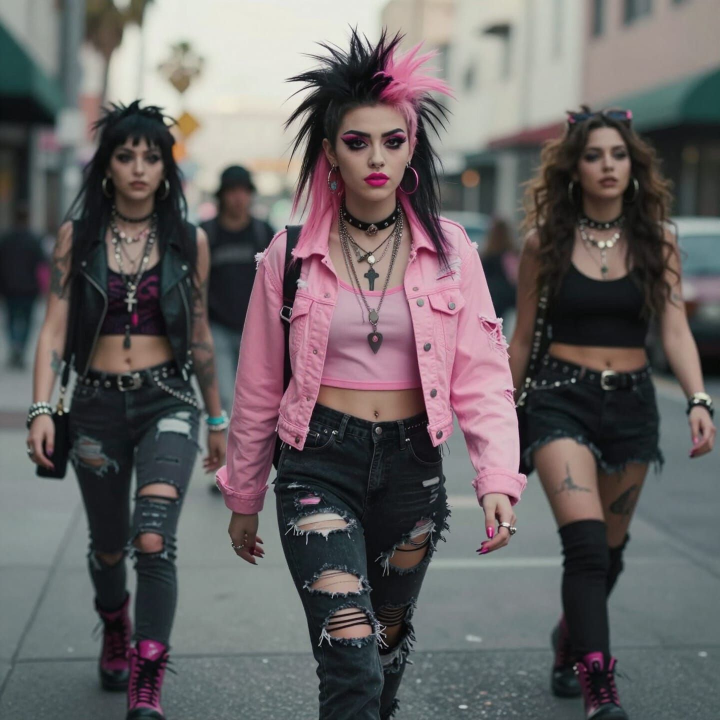 Punk Girl in Downtown LA Cinematic Film Still