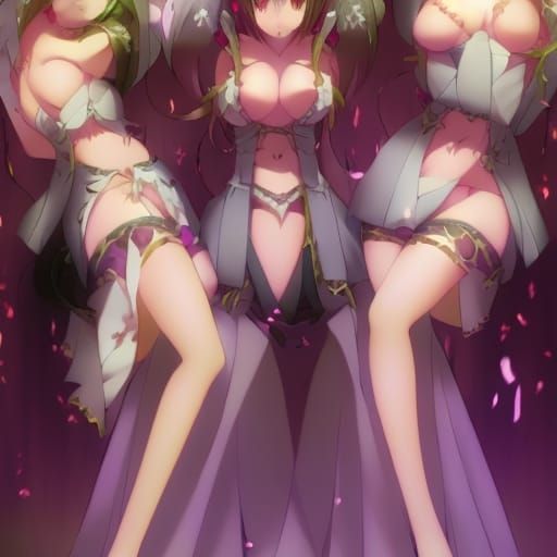 Anime-Style Harem Scene in Japanese Manga Art