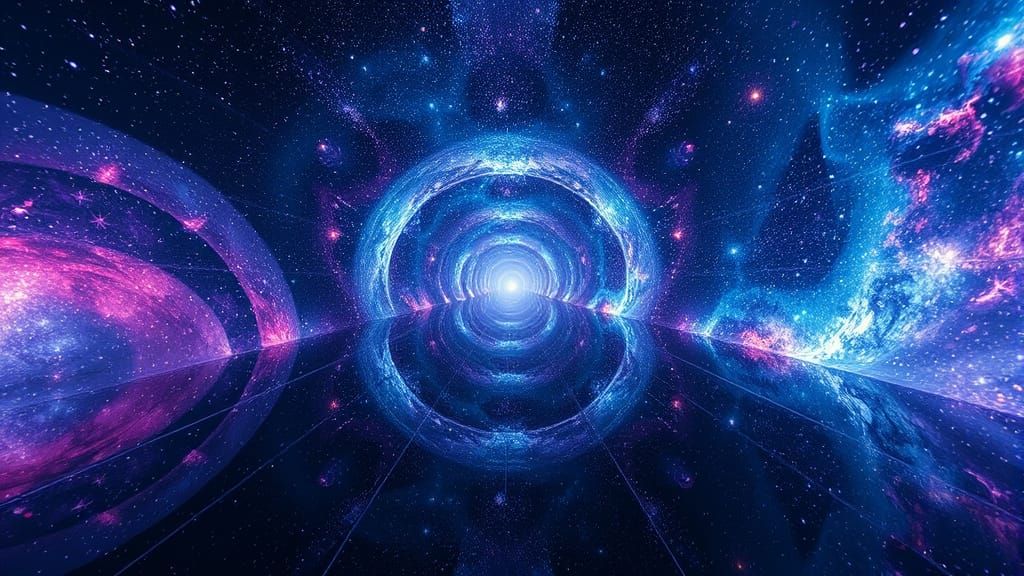 Infinite Galaxy Mirror Tunnel in Digital Art Style
