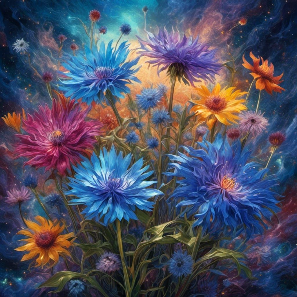 Cornflowers as Symbol of Hope: Holographic Illustration