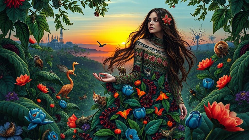 Surreal Goddess Embodies Fantastical Nature Realm