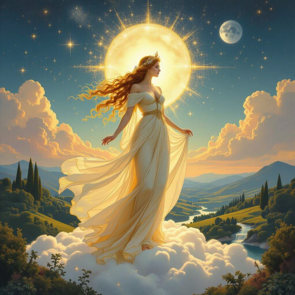 Celestial Goddess Descending, a Renaissance-Style Masterpiec...