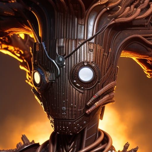 Steampunk Groot Portrait in Detailed Armor