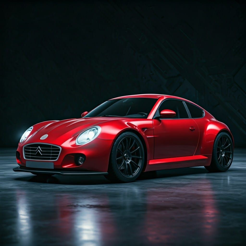 Cyberpunk Red Citroën 2CV Supercar Concept