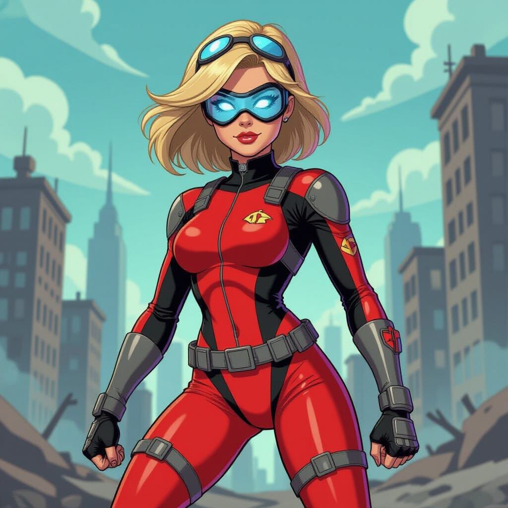 Cartoon Cassie Lang Superhero in Retro Style