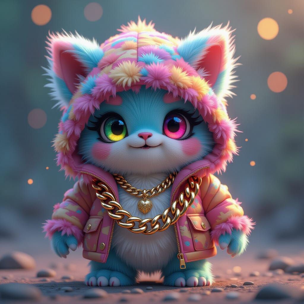 Colorful Fluffy Monster Portrait in Fantasy Realism