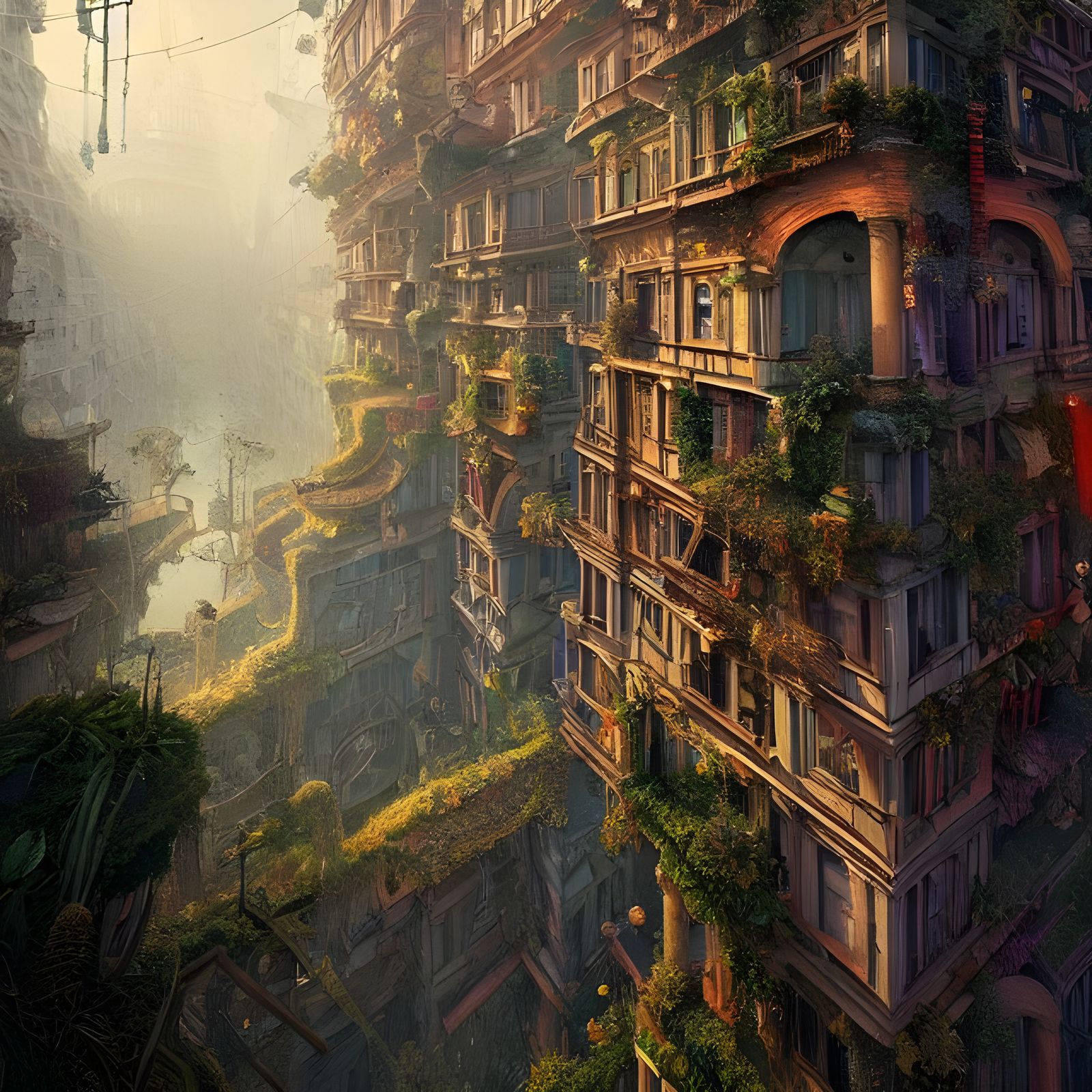 Decopunk Cityscape in Hyperdetailed Digital Painting