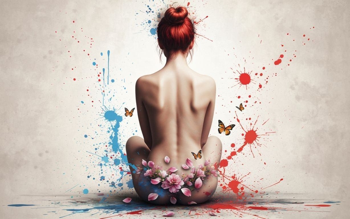 Ethereal Woman Portrait with Abstract Motifs in 3D