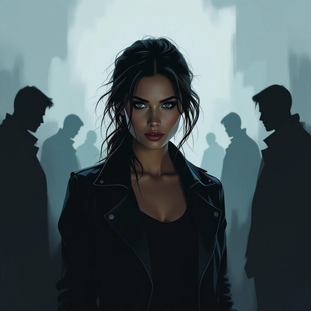 Eerie Woman in Shadowy Ambiance