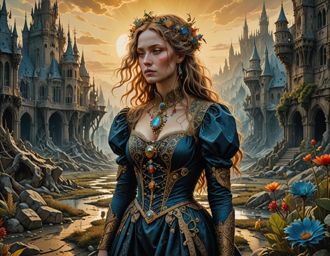 Woman on Cracked Ground in Surrealist Style