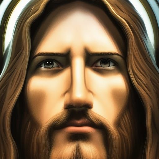 Hyperrealistic Portrait of Jesus in Splash Art Style