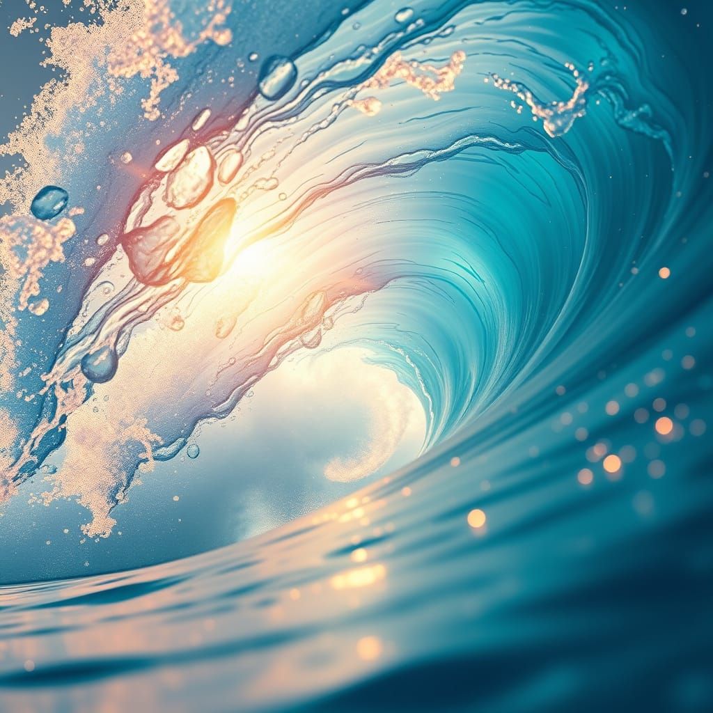 Ethereal Wave Crest in Turquoise and Blue