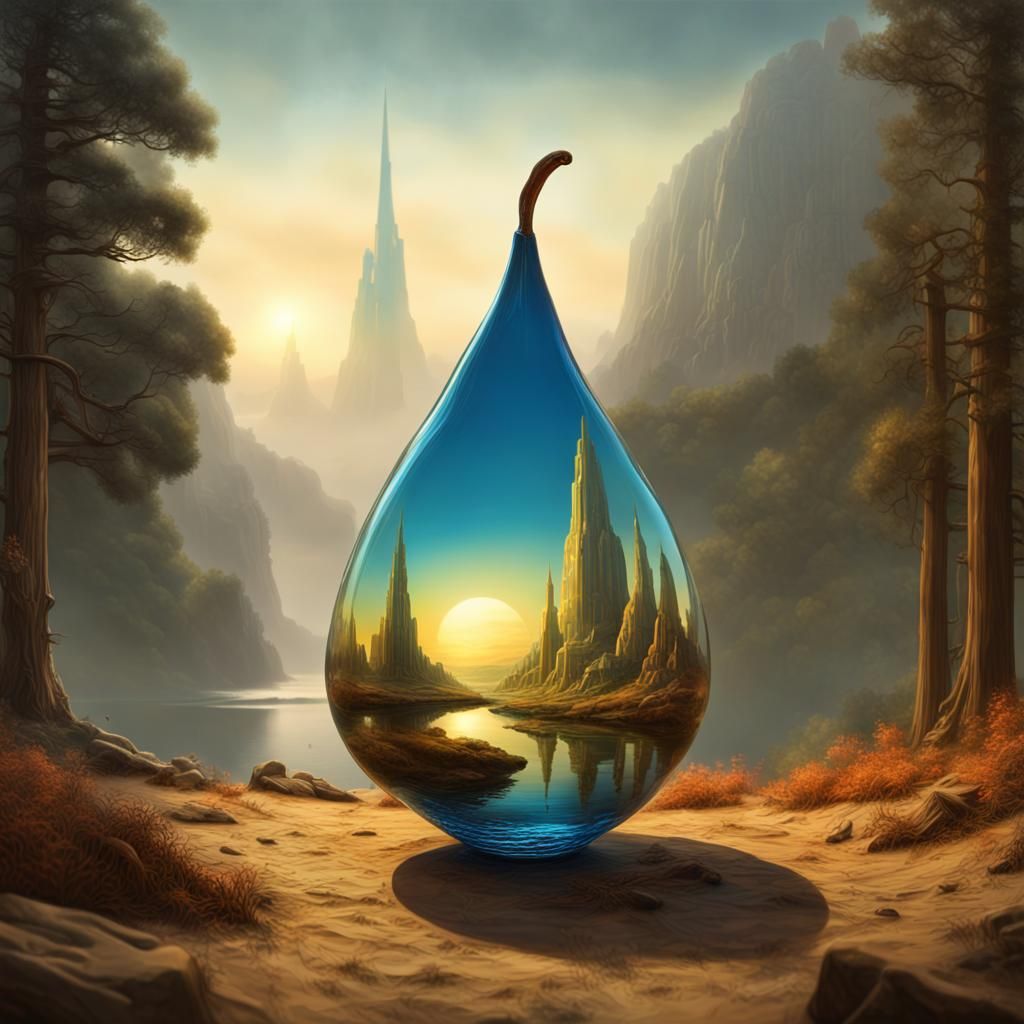 Glass Pear: Matte Painting in Vibrant Colors