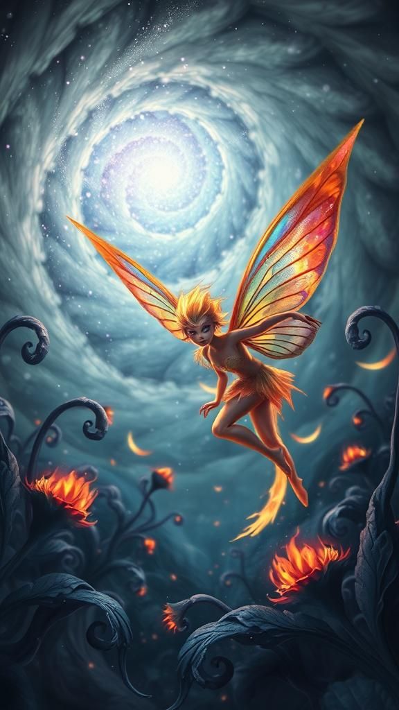 Ethereal Fairy in Surreal Landscape, Dreamlike Art