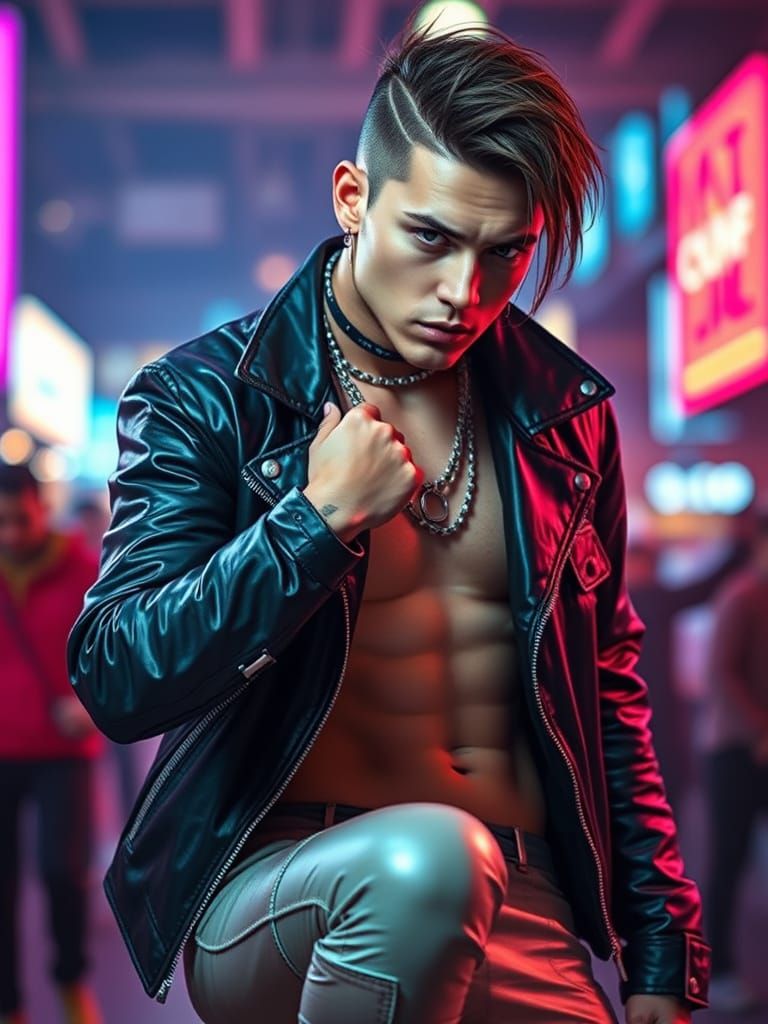 Cyberpunk Street Kid with Cybernetic Enhancements