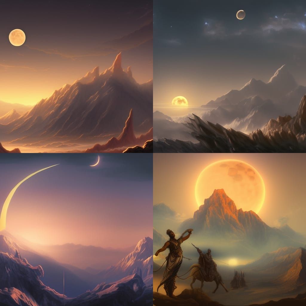 Mount Olympus Dusk: Chariot and Moon