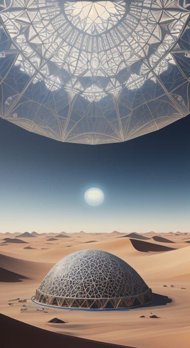 Geodesic Dome in Desert Digital Painting