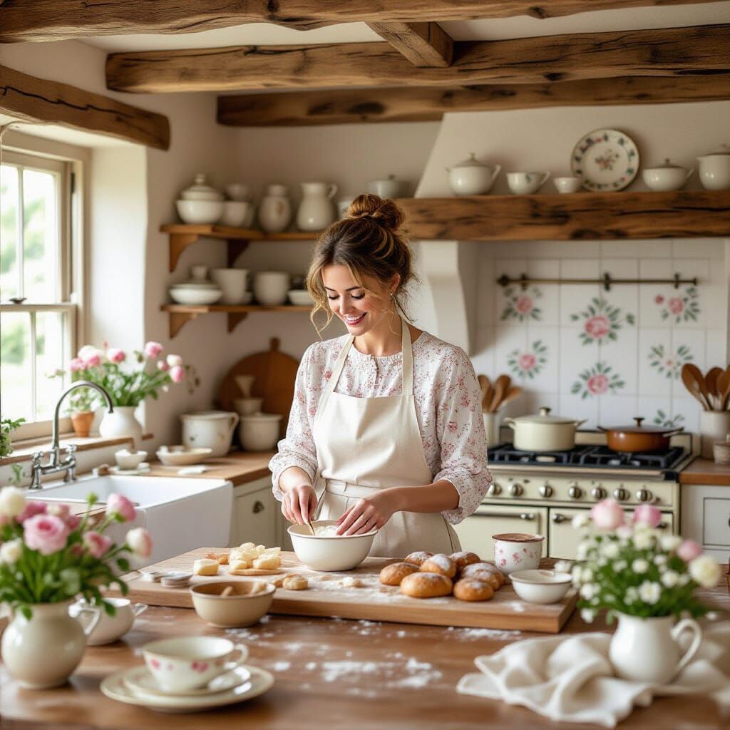Cozy Cottage Kitchen Scene in Dreamy Style