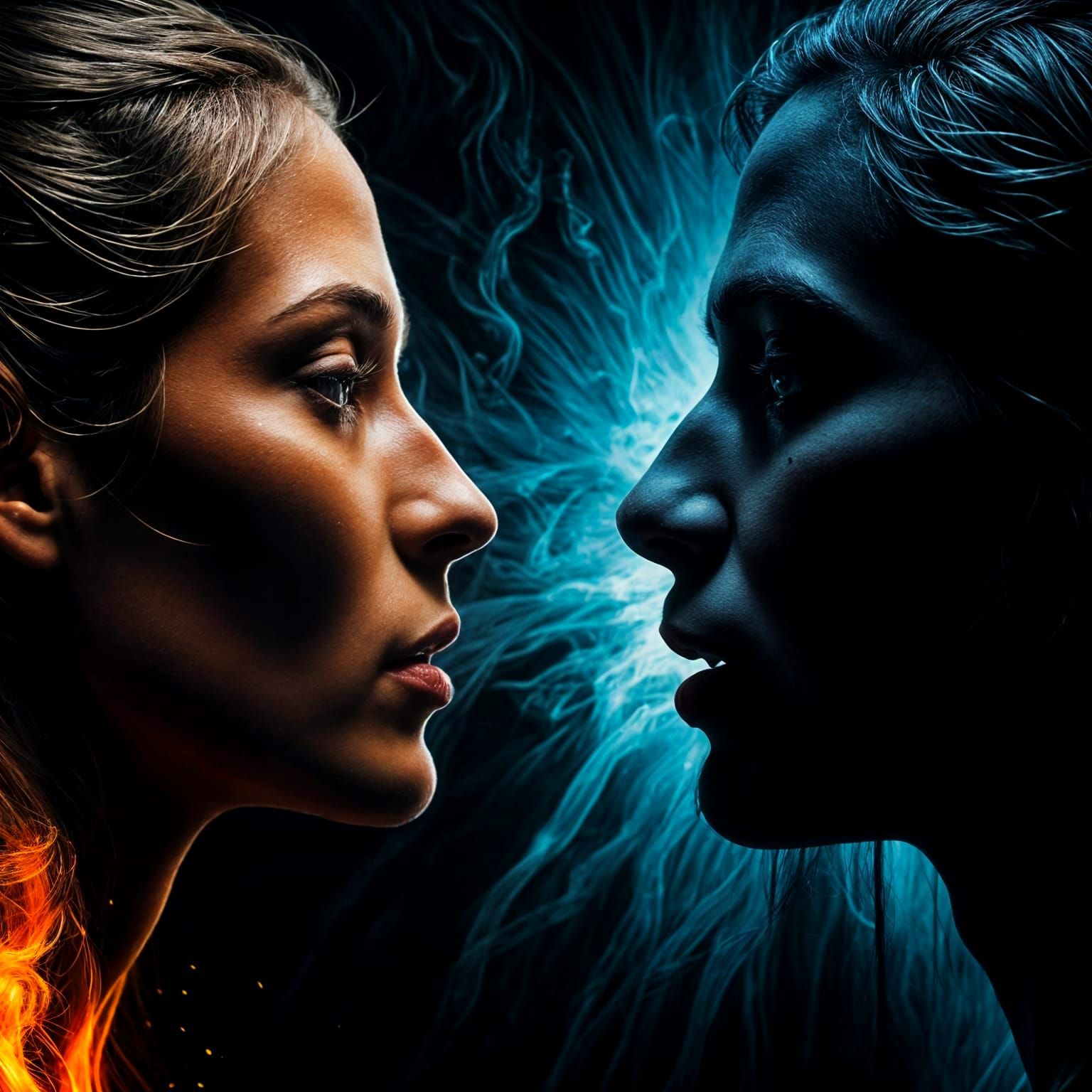 Light and Shadow Confrontation: An AI Generated Concept