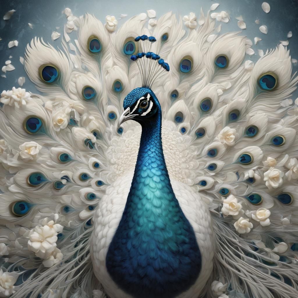 Fluffy Peacock in Magical Realism Style