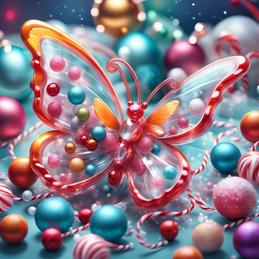 Crystal Butterfly's Christmas Reading in Candy Art Style