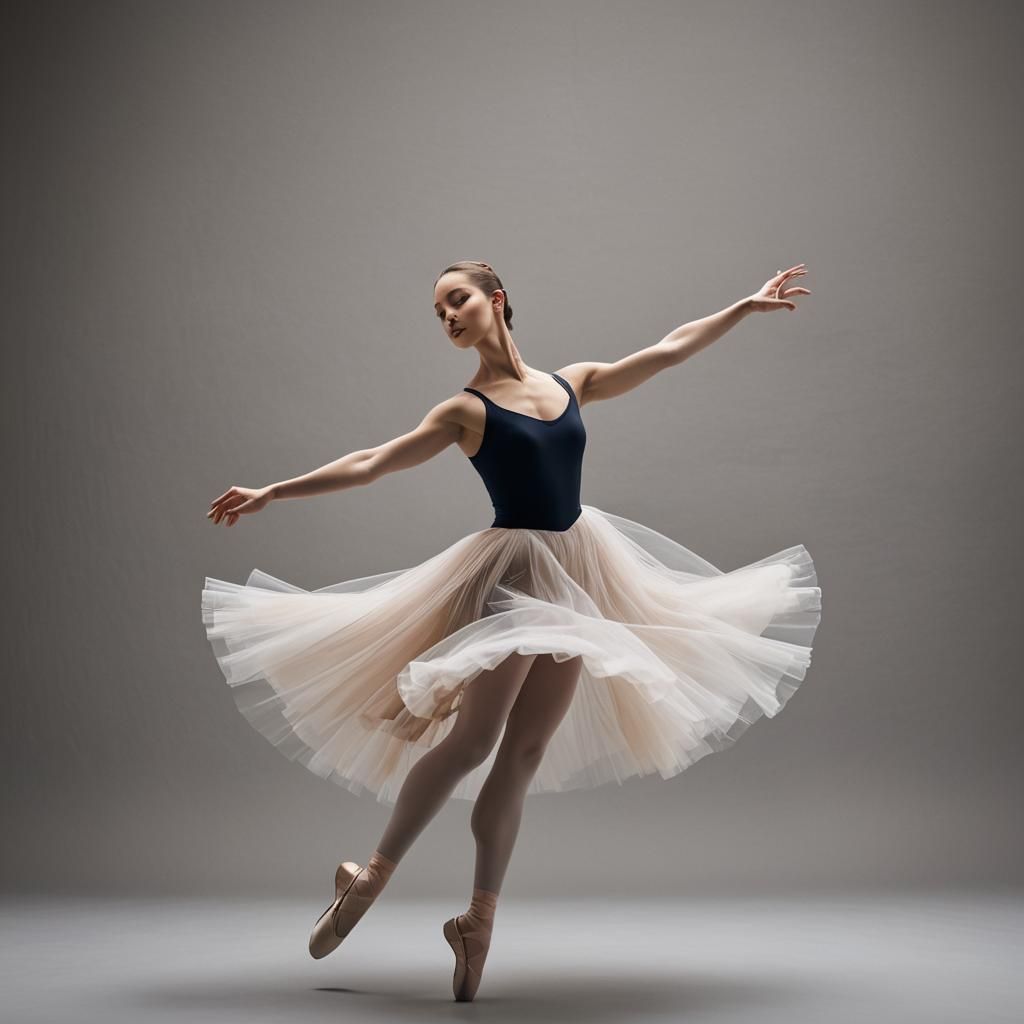 Ballet Dancer's Tulle Skirt in Mid-Leap