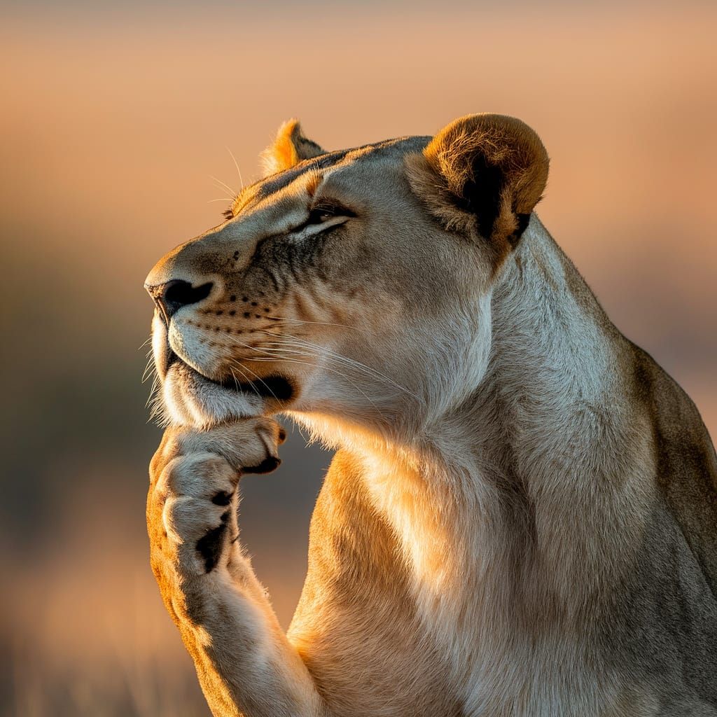 Self-Conscious Lion Poses for Profile Picture