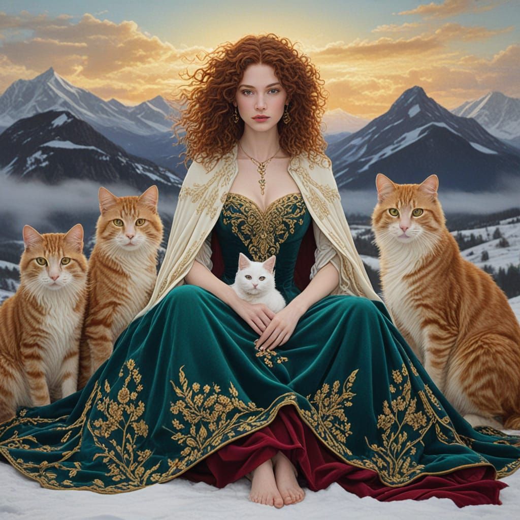 Majestic Goddess of Felines in Golden Light