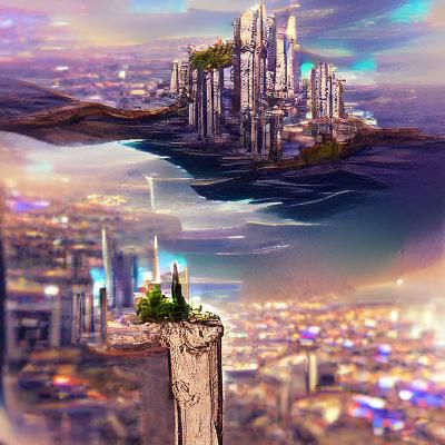 Surreal Metropolis in the Clouds: Painterly AI Art