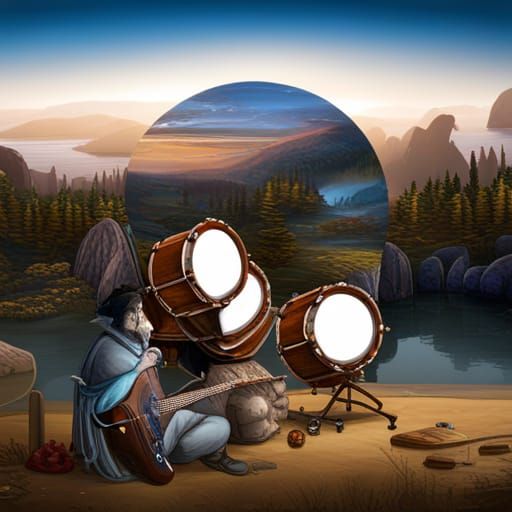 Bluegrass Band Performance in Detailed Matte Painting Style