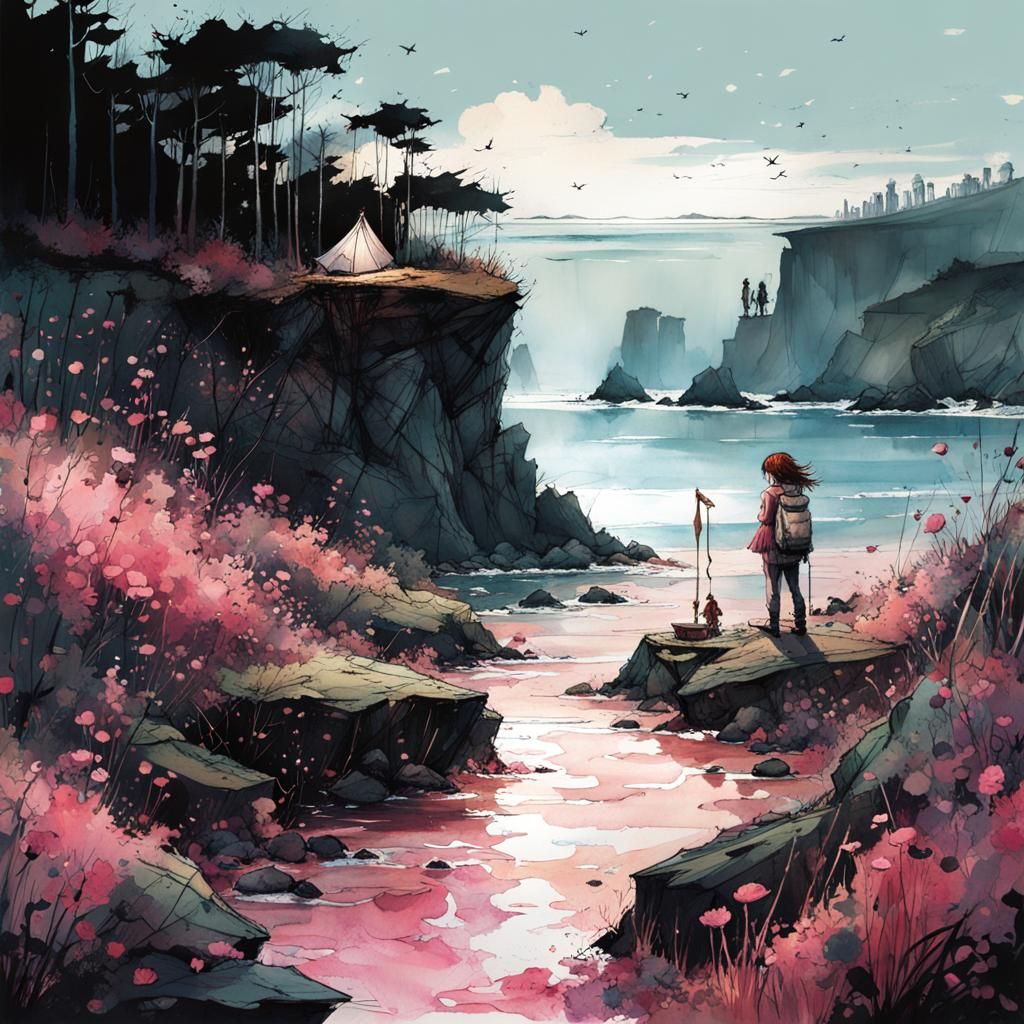 Treasure on the Shore: Watercolor Splash Art