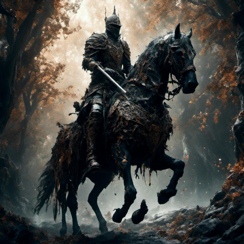Dark Souls Knight on Horse in Ornate Armor