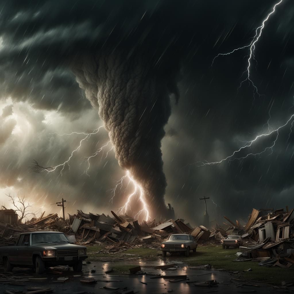 Epic Tornado and Lightning Digital Matte Painting