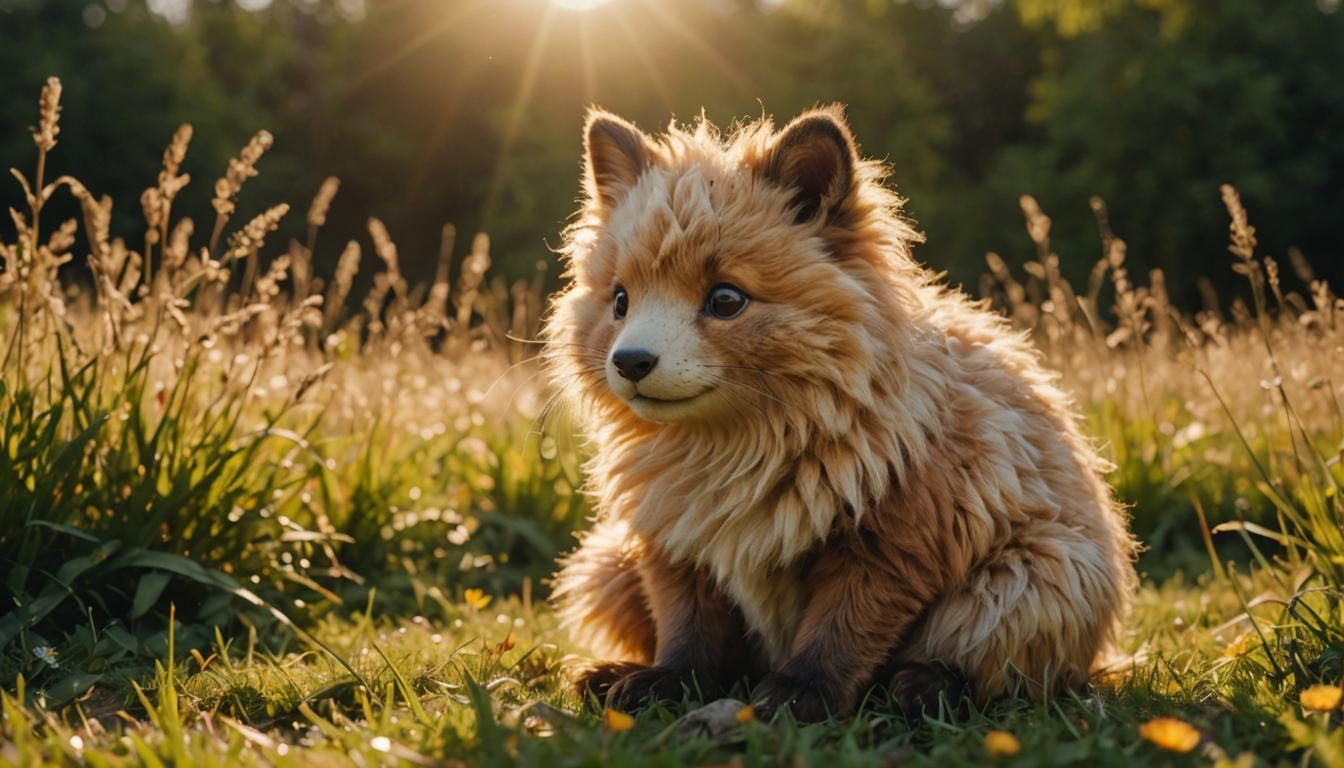 Cute Animal in Sun-Drenched Meadow: Cinematic Photography