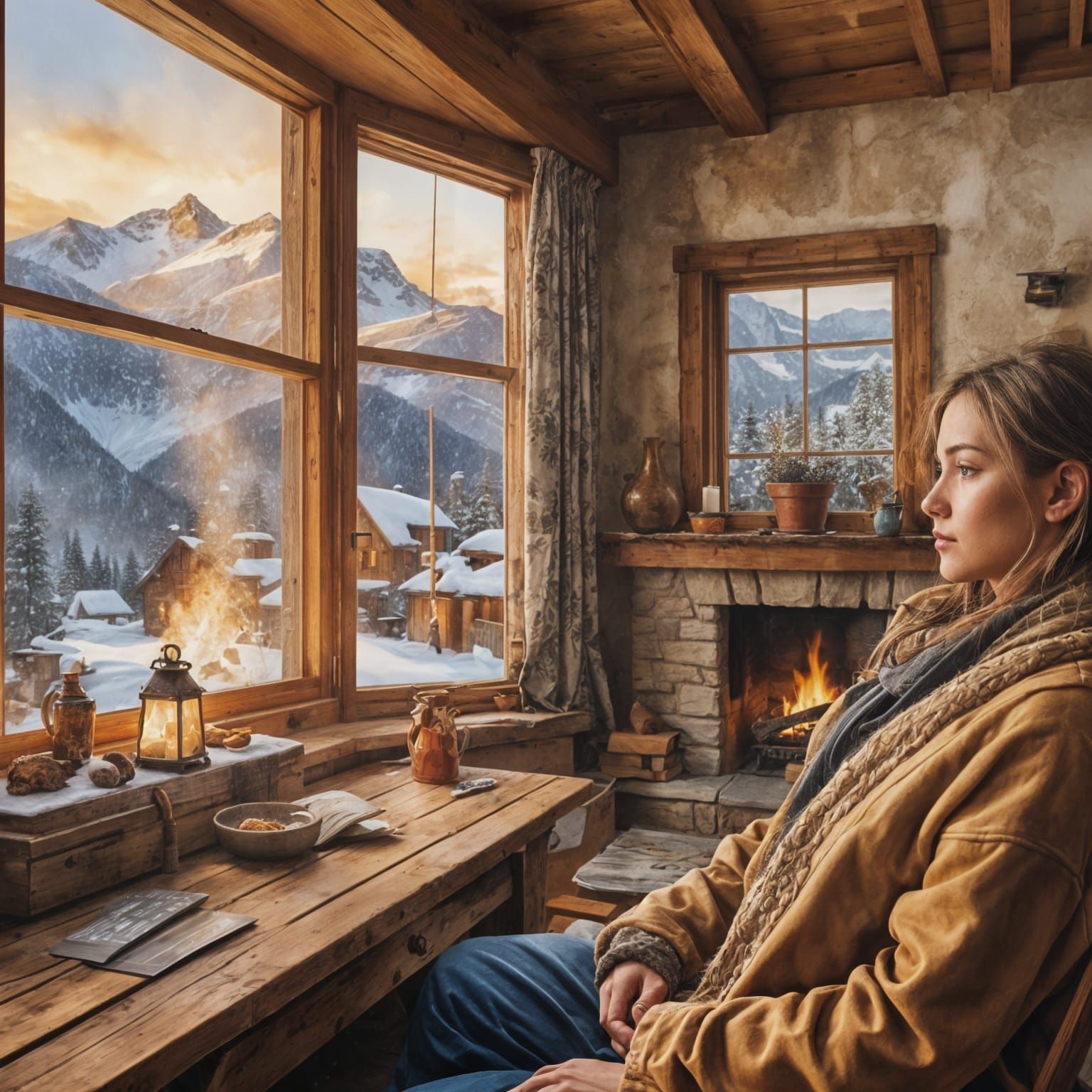 Cozy Cottage with Mountain View in Winter