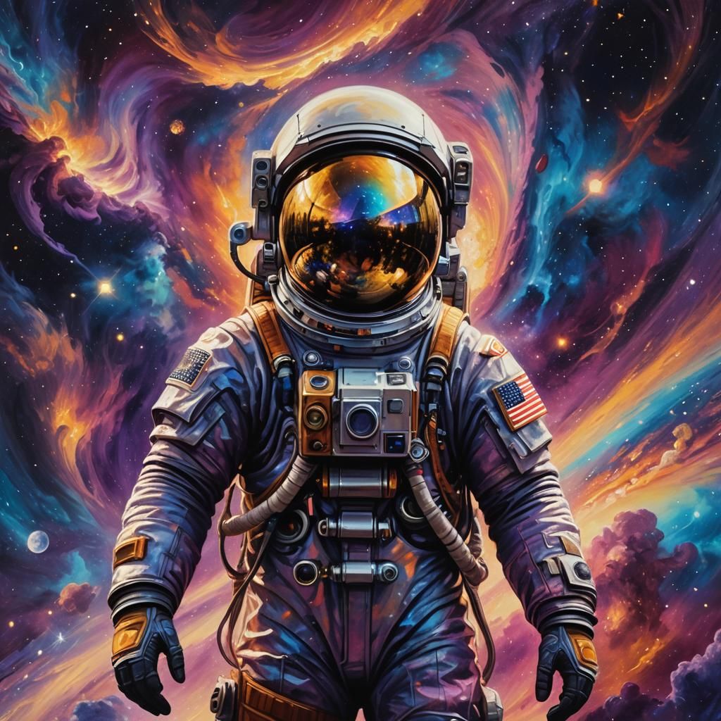 Astronaut on Celestial Body in Digital Painting Style
