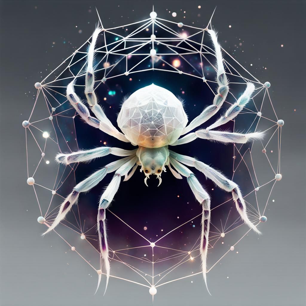 White Spider with Nacreous Filigree, Digital Art