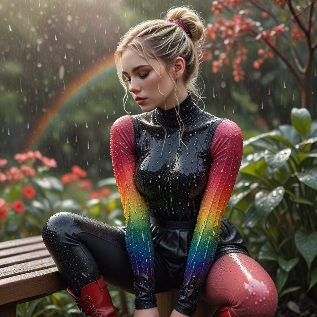 Rainy Day Zentangle: Blonde Woman in Garden