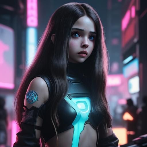 Cyberpunk Portrait of Woman with Blue Eyes