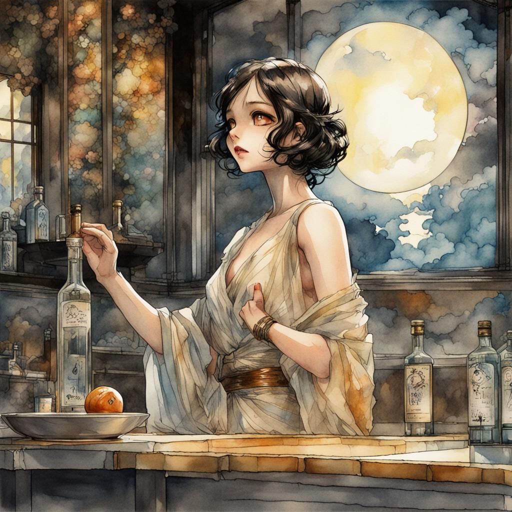 Art Deco Watercolor Illustration at Dawn