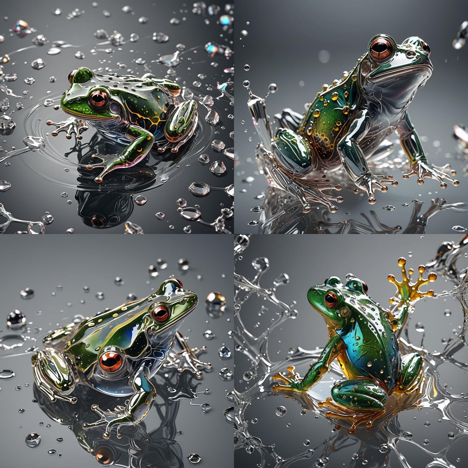 Crystal Transparent Frog in 3D Render